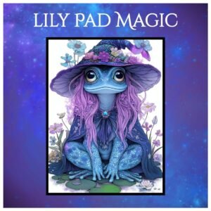 magical art print featuring flowers and magical frog – mystical hue realm