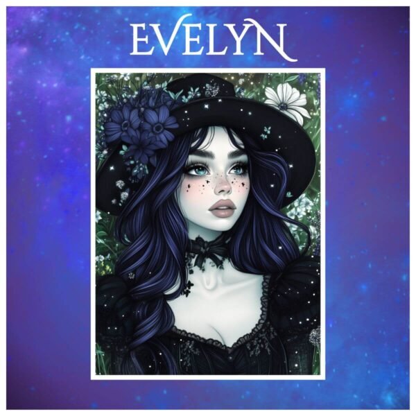magical art print featuring moon and crystals – mystical hue realm