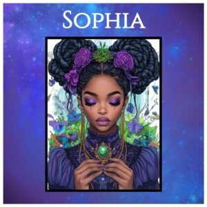 magical art print featuring flowers and crystals – mystical hue realm