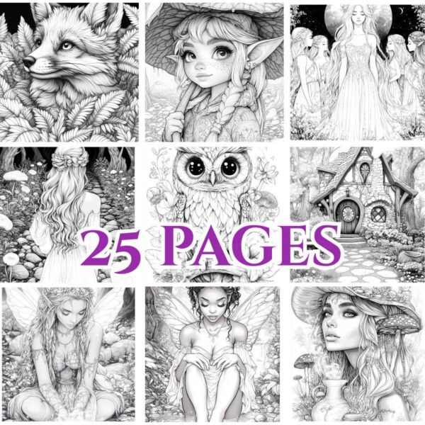 Enchanted Forest Printable Coloring Book- Mini Version - Image 2