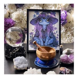 magical art print featuring flowers and crystals – mystical hue realm