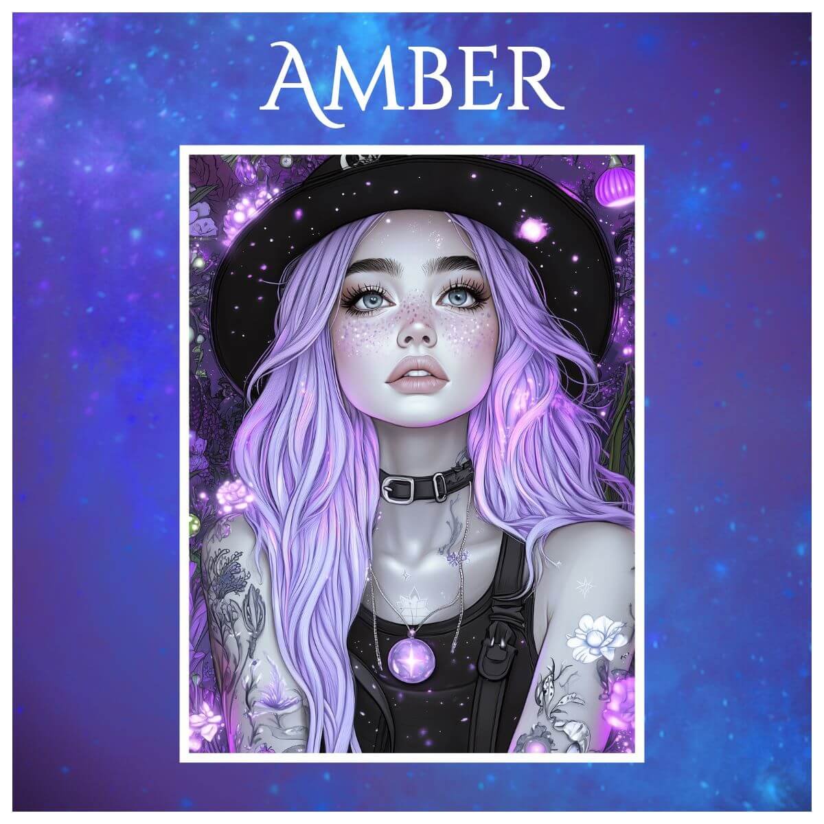 magical art print featuring moon and crystals – mystical hue realm