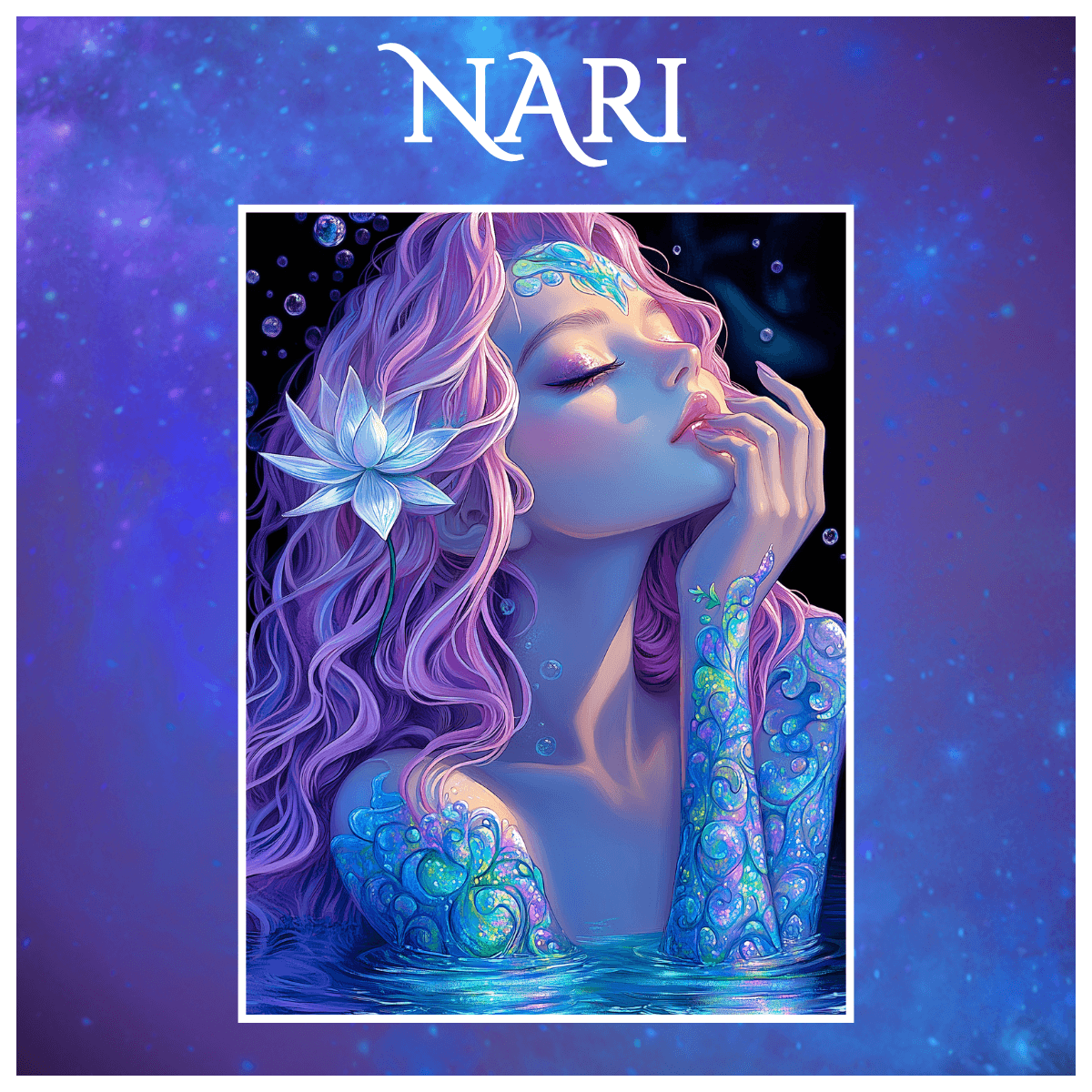 water fairy art print inspired by nature and the elements
