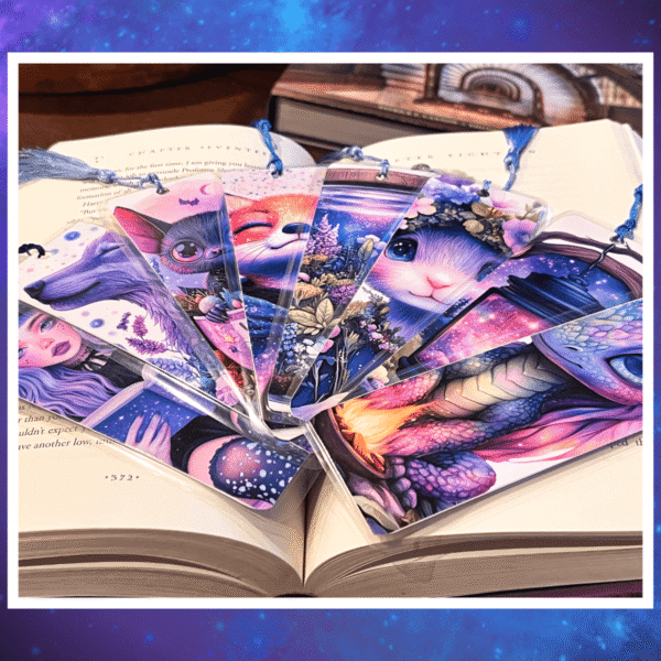 handmade laminated glitter backed bookmarks