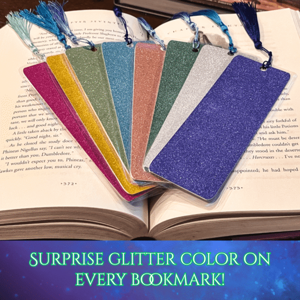 handmade bookmarks with colorful glitter back