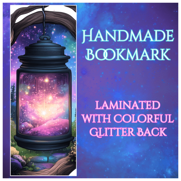 Enchanted Forest Bookmark Set – Lantern, Wolf, and Floral Jar – Whimsical Nature Bookmarks with Glitter - Image 6