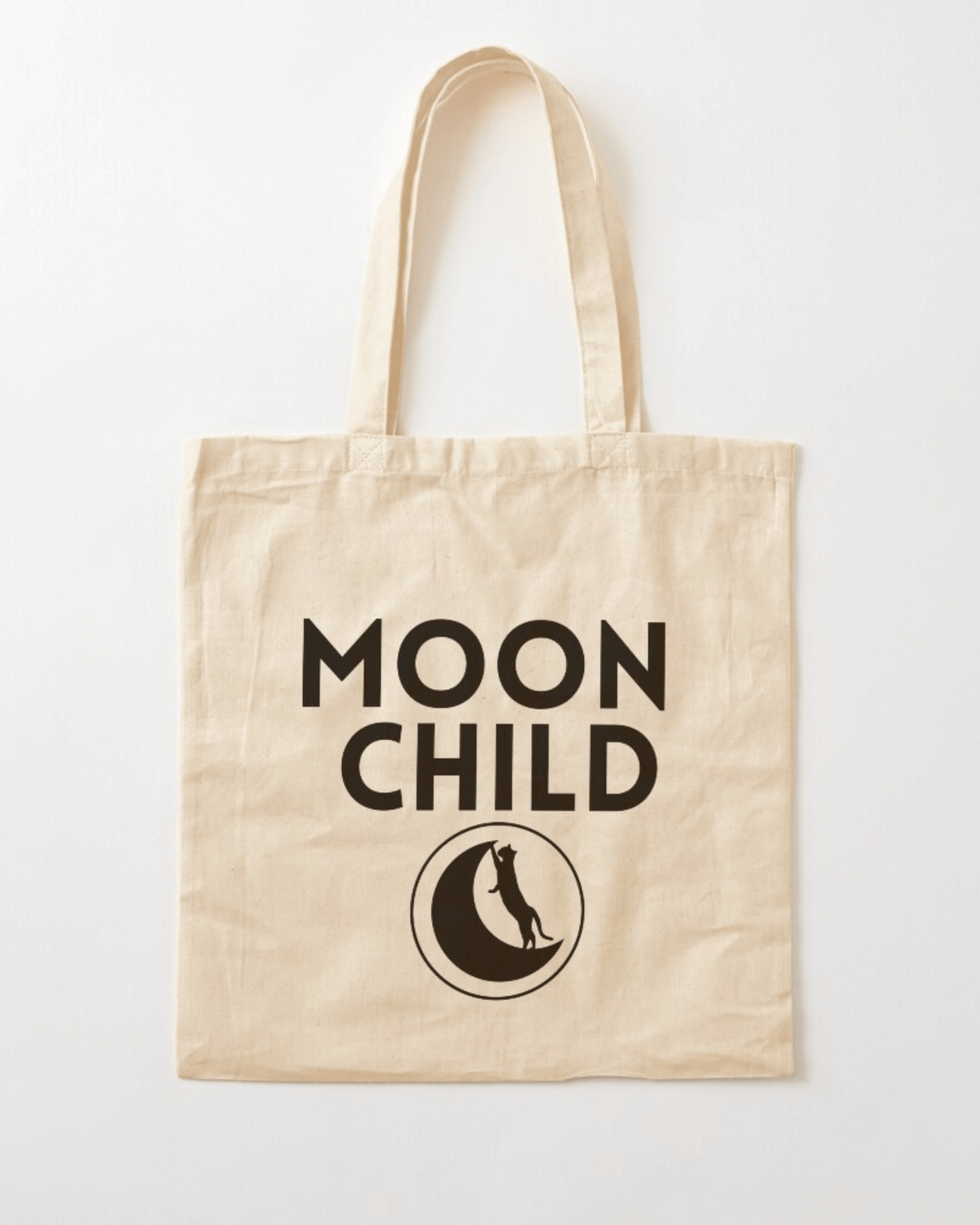 moon child beige canvas tote moon and car design