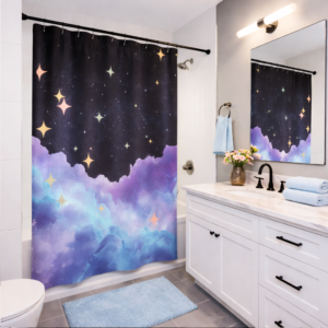 Galaxy Clouds with Stars Shower Curtain