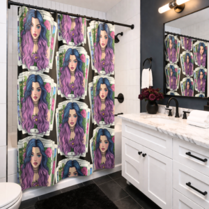 tarot card beauty shower curtain illustrated vivid color witchy home decor