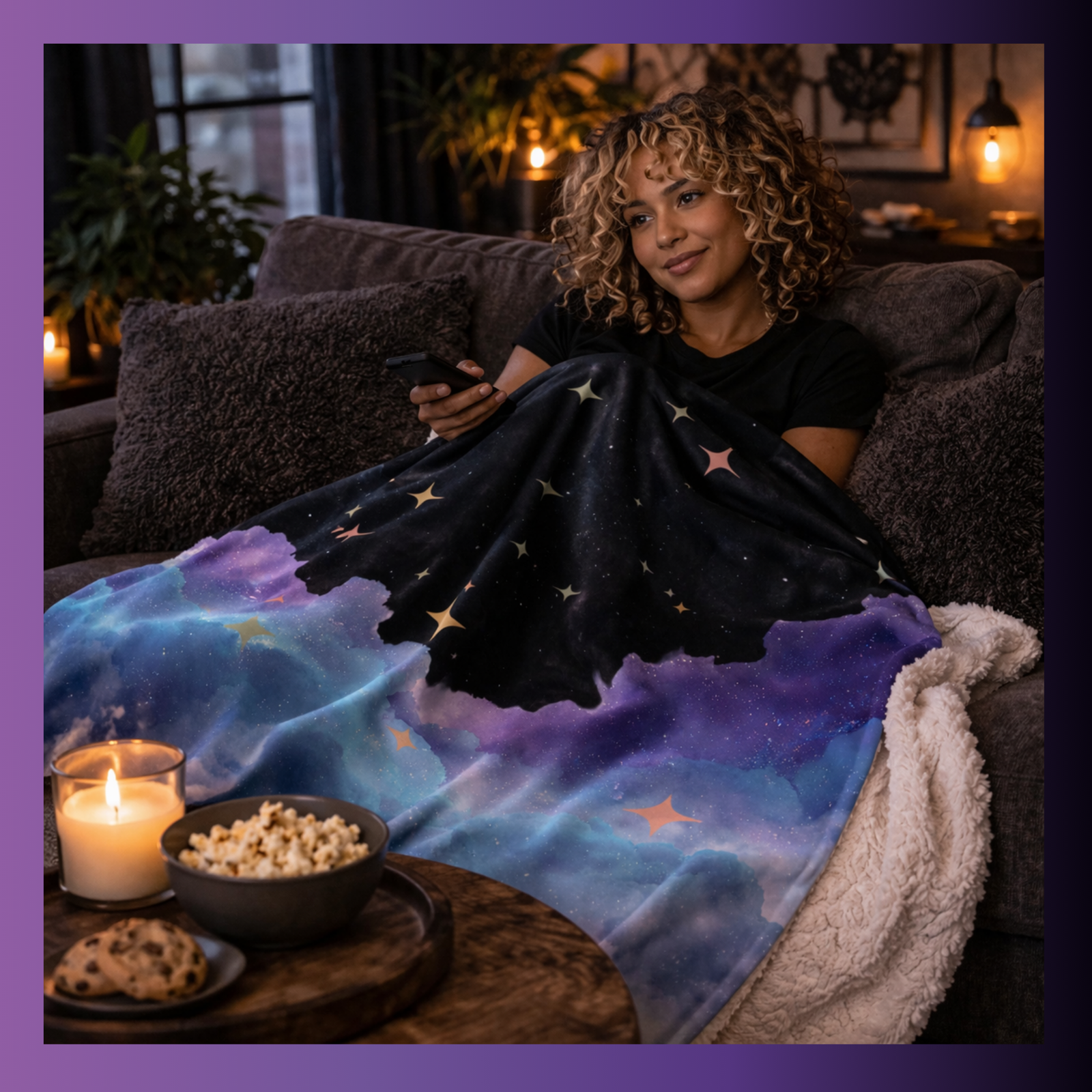 Galaxy Clouds Fleece Blanket - Image 2