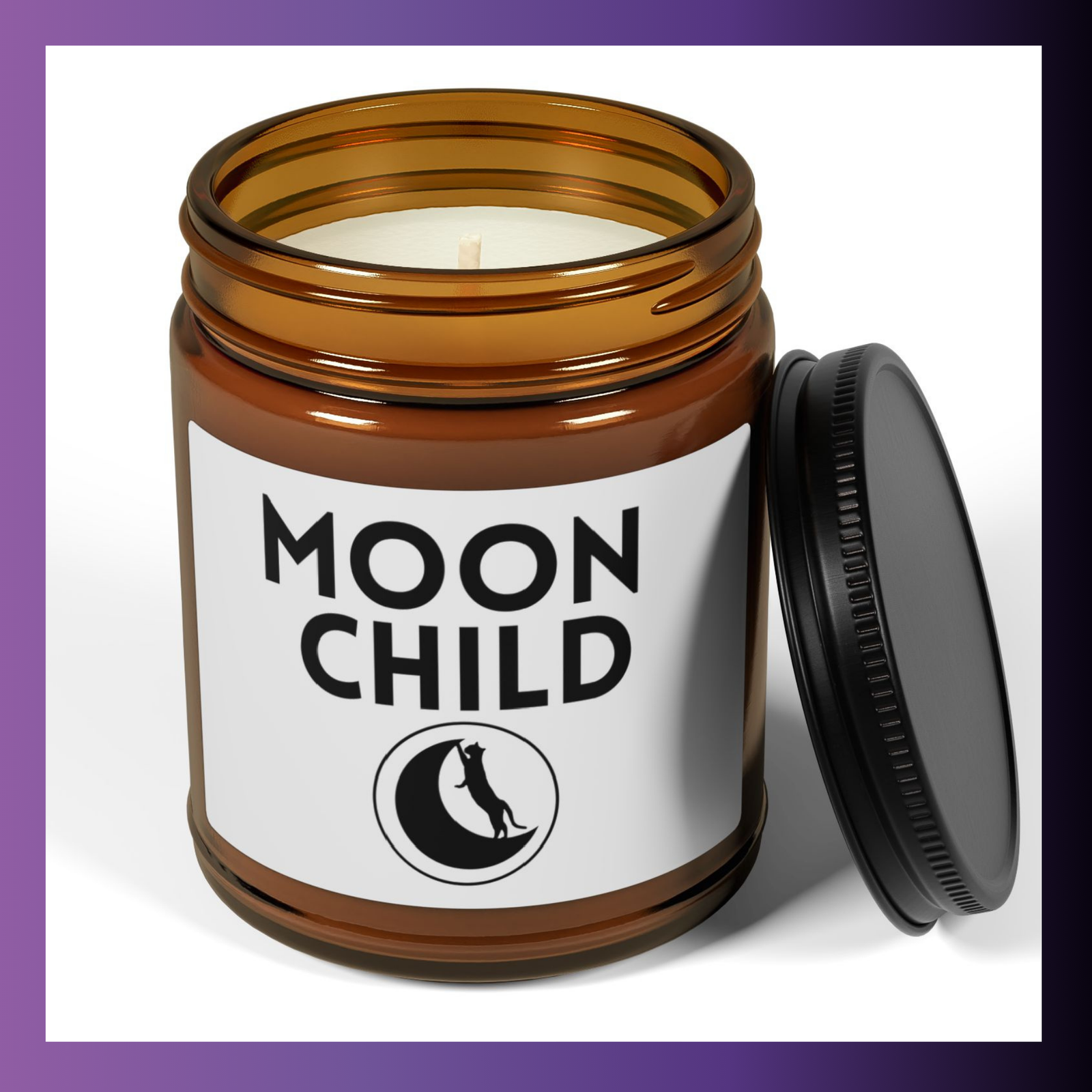 Moon Child Soy Candle in Amber Jar - Image 5