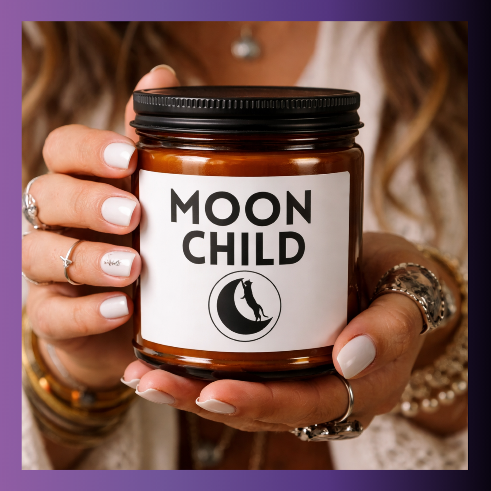 Moon Child Soy Candle in Amber Jar