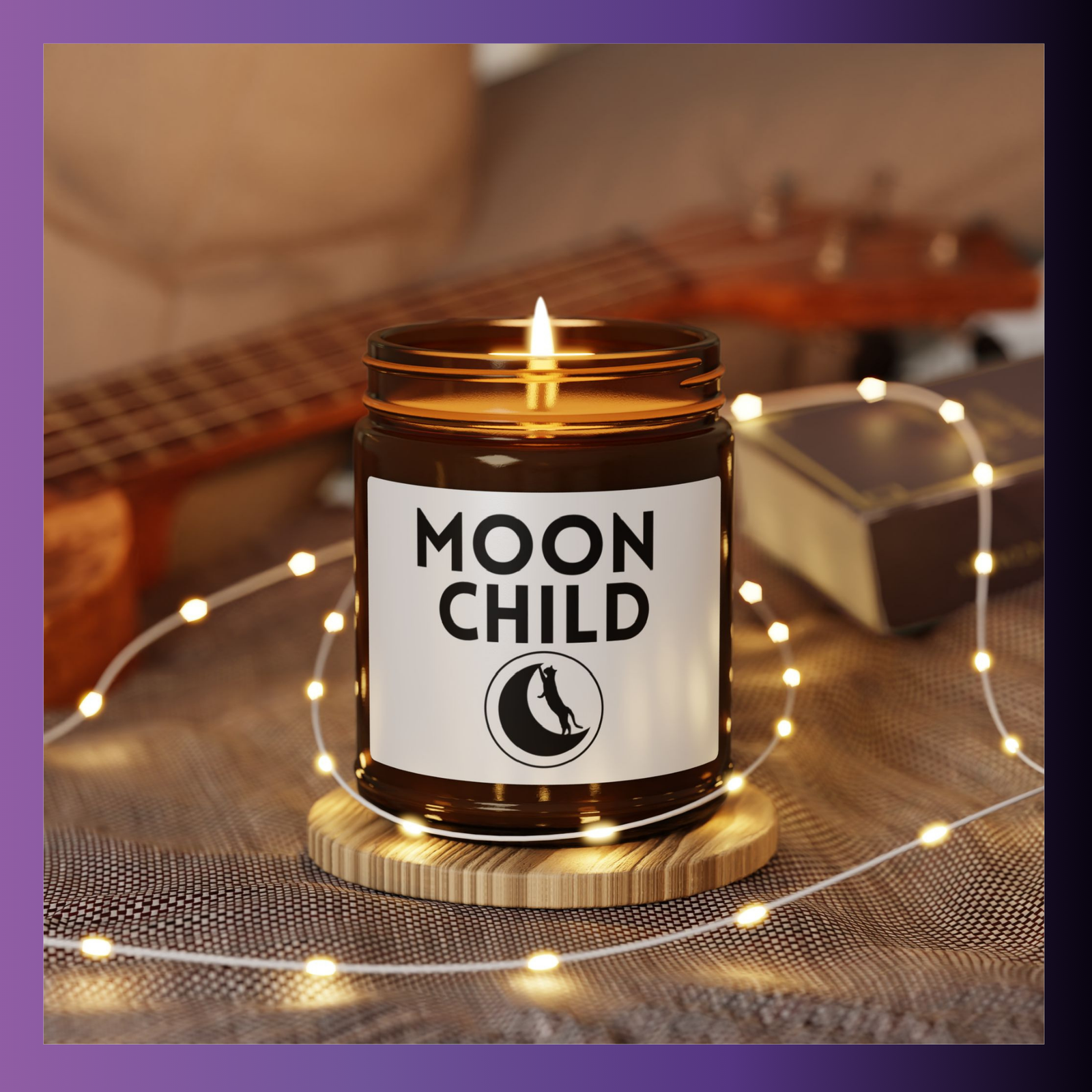 Moon Child Soy Candle in Amber Jar - Image 2