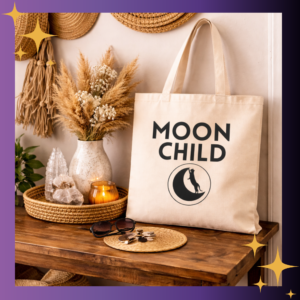 moon child canvas tote bag