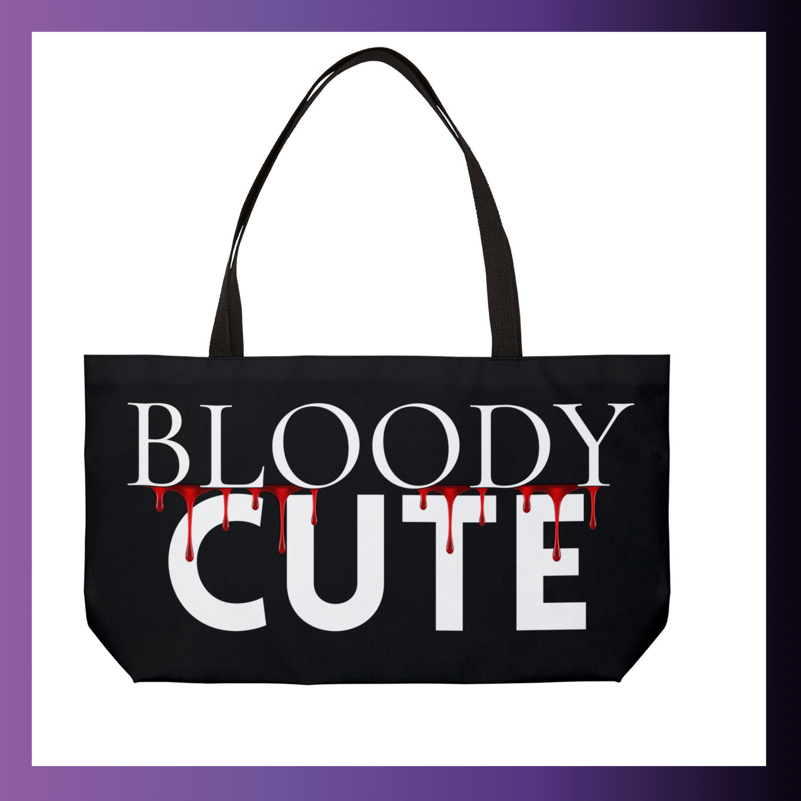 Bloody Cute Weekender Tote Bag Horror Dripping Blood Typography - Image 4