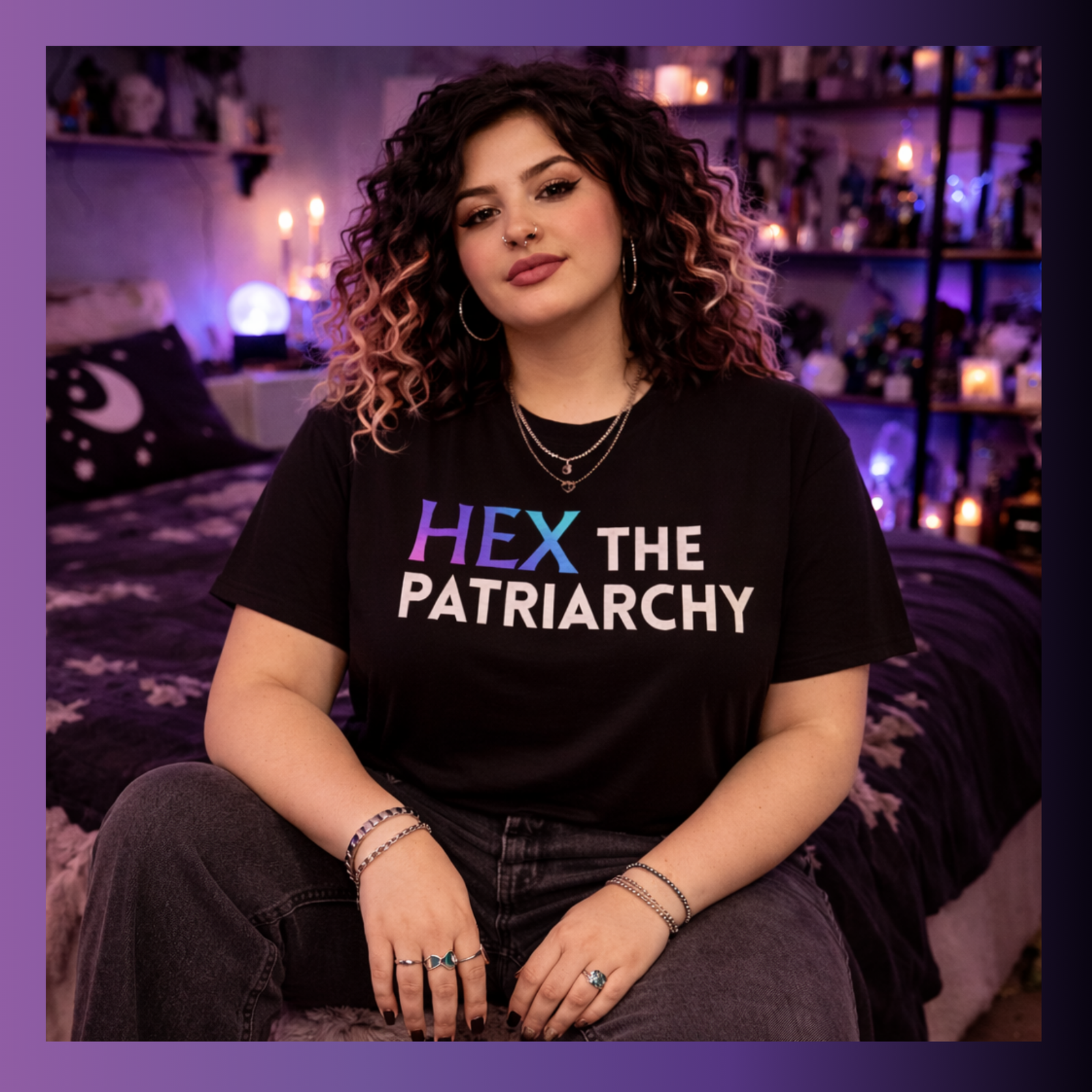 hex the patriarchy feminist tshirt plus size witchy aesthetic