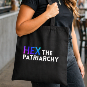 hex the patriarchy witchy tote bag